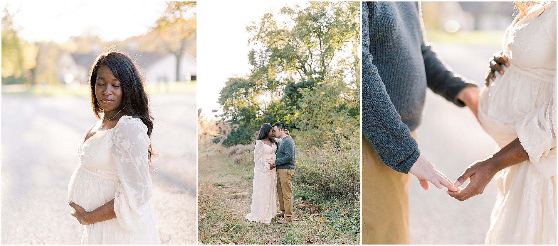 Soft outdoor maternity photos with maternity photographer in New Jersey